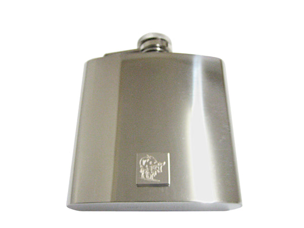 Silver Toned Etched African Buffalo 6 Oz. Stainless Steel Flask