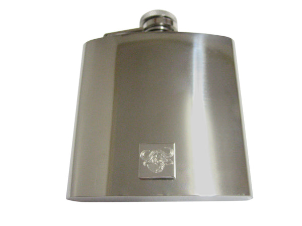 Silver Toned Etched African Buffalo Head 6oz Flask