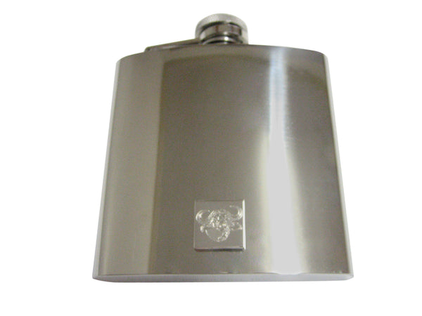 Silver Toned Etched African Buffalo Head 6 Oz. Stainless Steel Flask