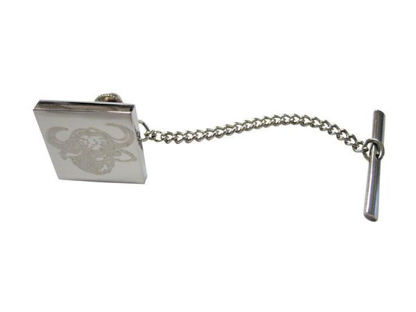 Silver Toned Etched African Buffalo Head Tie Tack