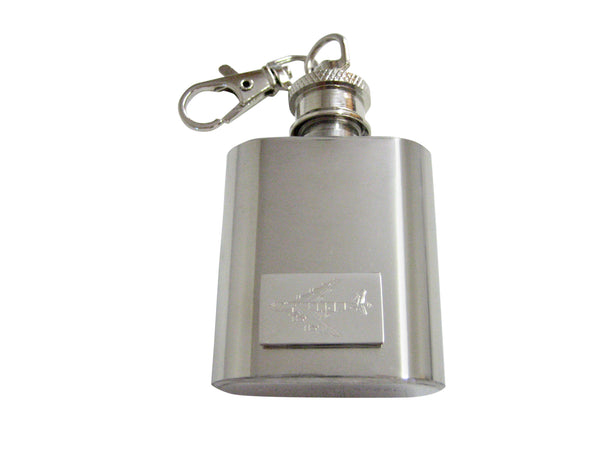Silver Toned Etched Airplane 1oz Keychain Flask