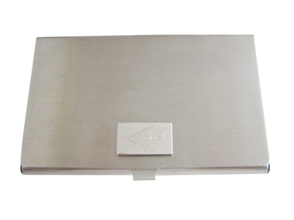 Silver Toned Etched Airplane Business Card Holder