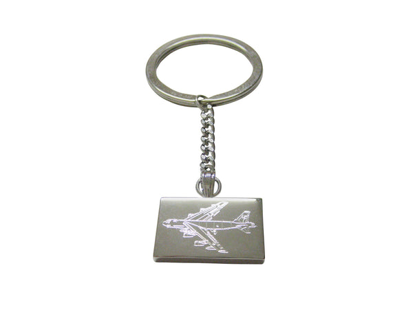 Silver Toned Etched Airplane Keychain