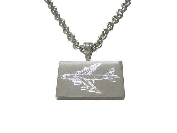 Silver Toned Etched Airplane Pendant Necklace