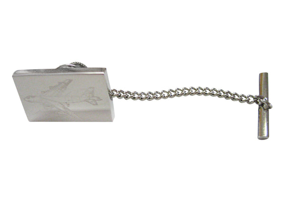 Silver Toned Etched Airplane Tie Tack