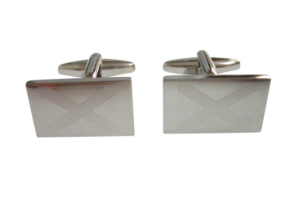 Silver Toned Etched Alabama State Flag Cufflinks