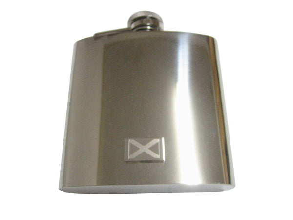 Silver Toned Etched Alabama State Flag Pendant 6 Oz. Stainless Steel Flask