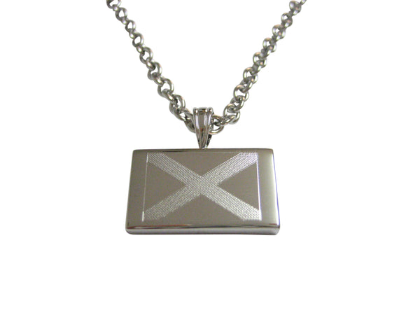 Silver Toned Etched Alabama State Flag Pendant Necklace