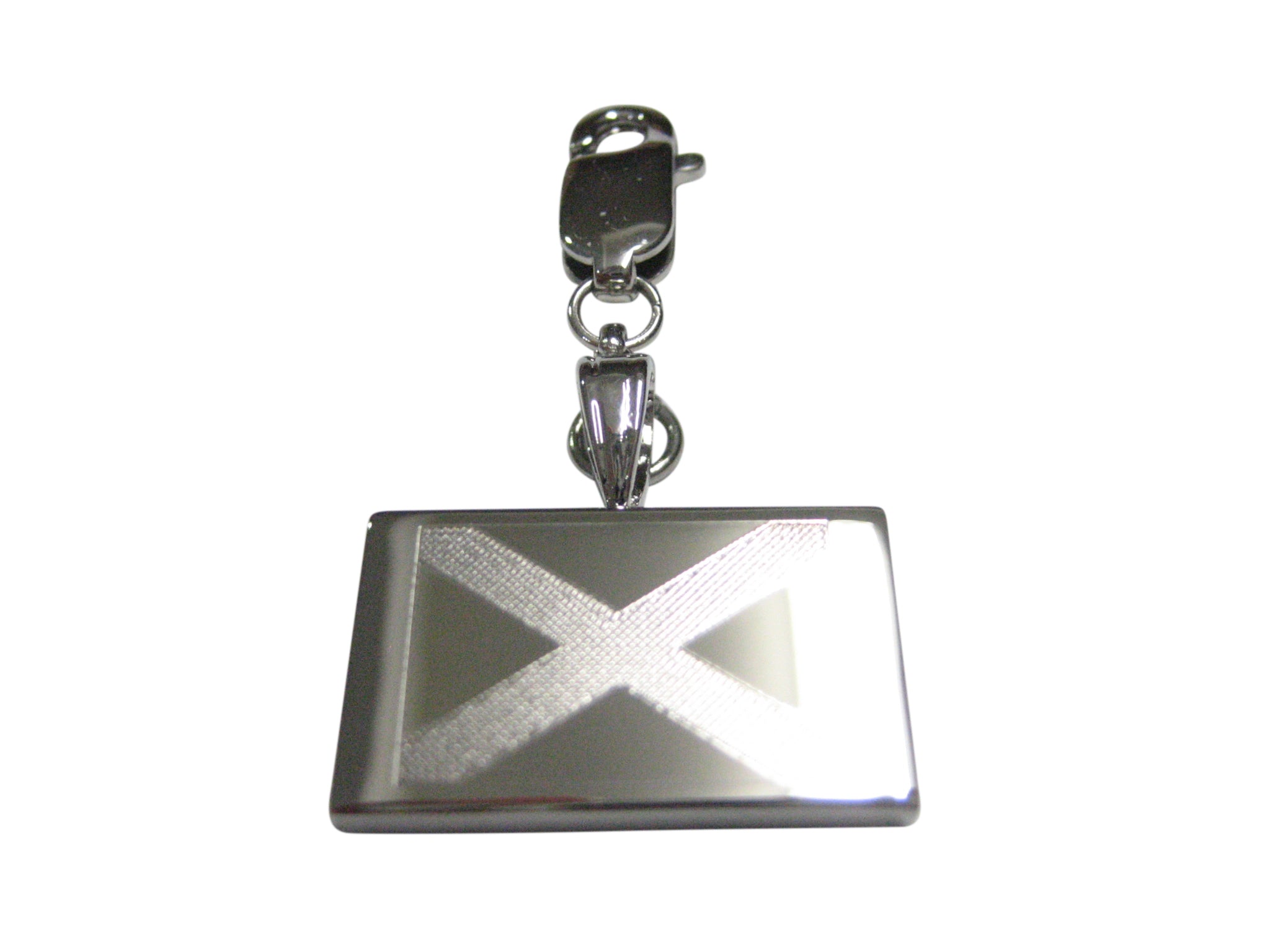 Silver Toned Etched Alabama State Flag Pendant Zipper Pull Charm