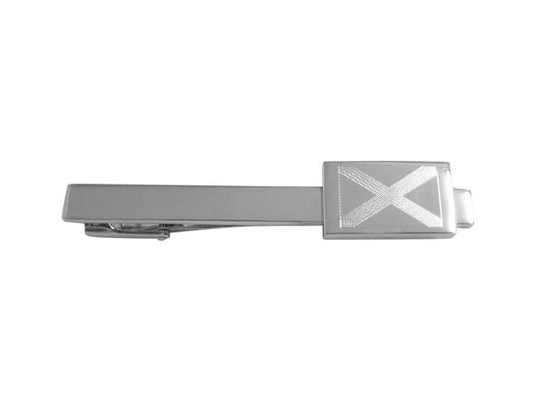 Silver Toned Etched Alabama State Flag Square Tie Clip