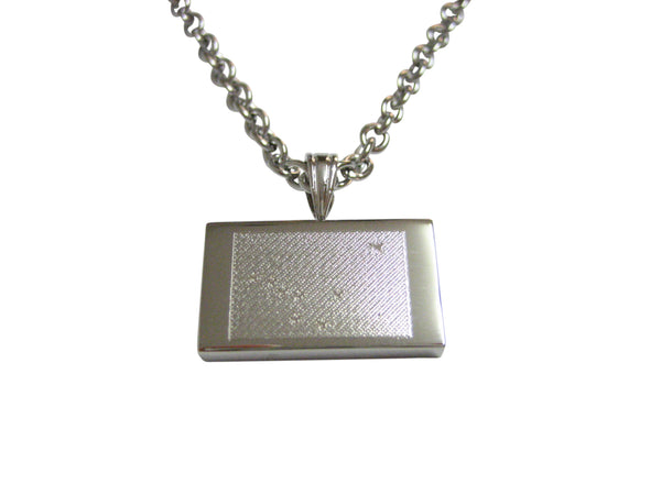 Silver Toned Etched Alaska State Flag Pendant Necklace