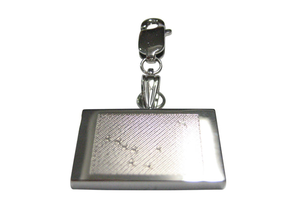 Silver Toned Etched Alaska State Flag Pendant Zipper Pull Charm