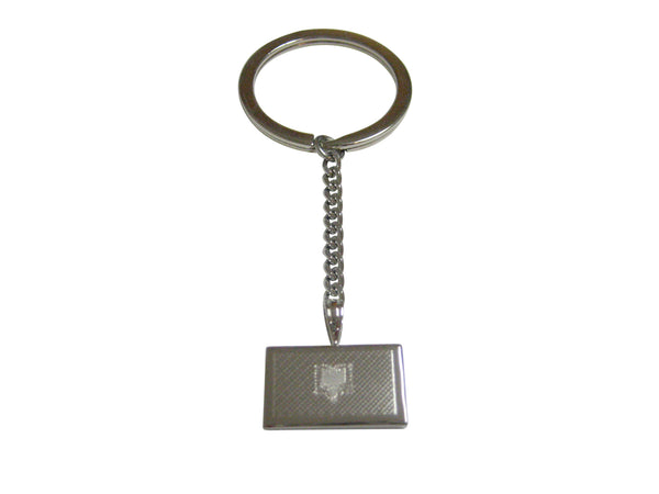 Silver Toned Etched Albania Flag Pendant Keychain