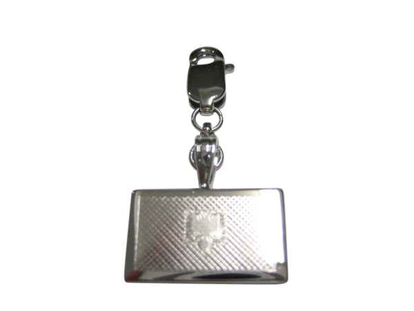 Silver Toned Etched Albania Flag Pendant Zipper Pull Charm