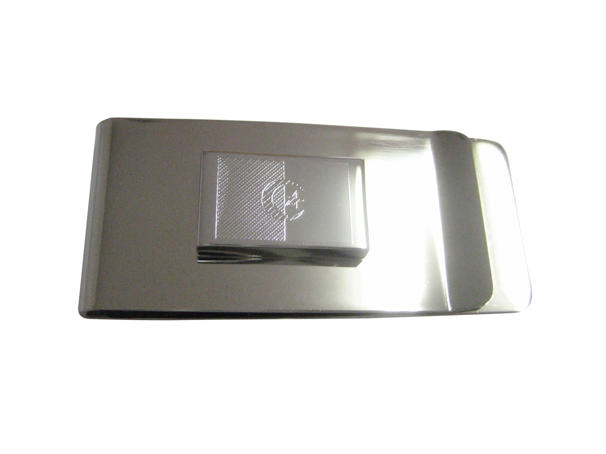 Silver Toned Etched Algeria Flag Money Clip