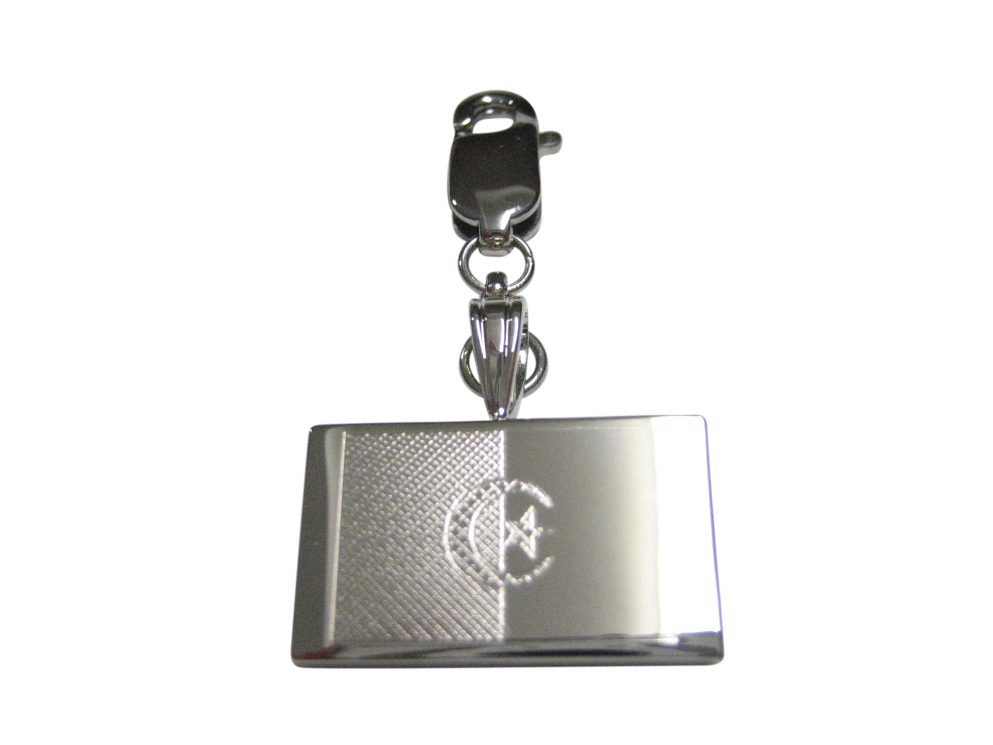 Silver Toned Etched Algeria Flag Pendant Zipper Pull Charm