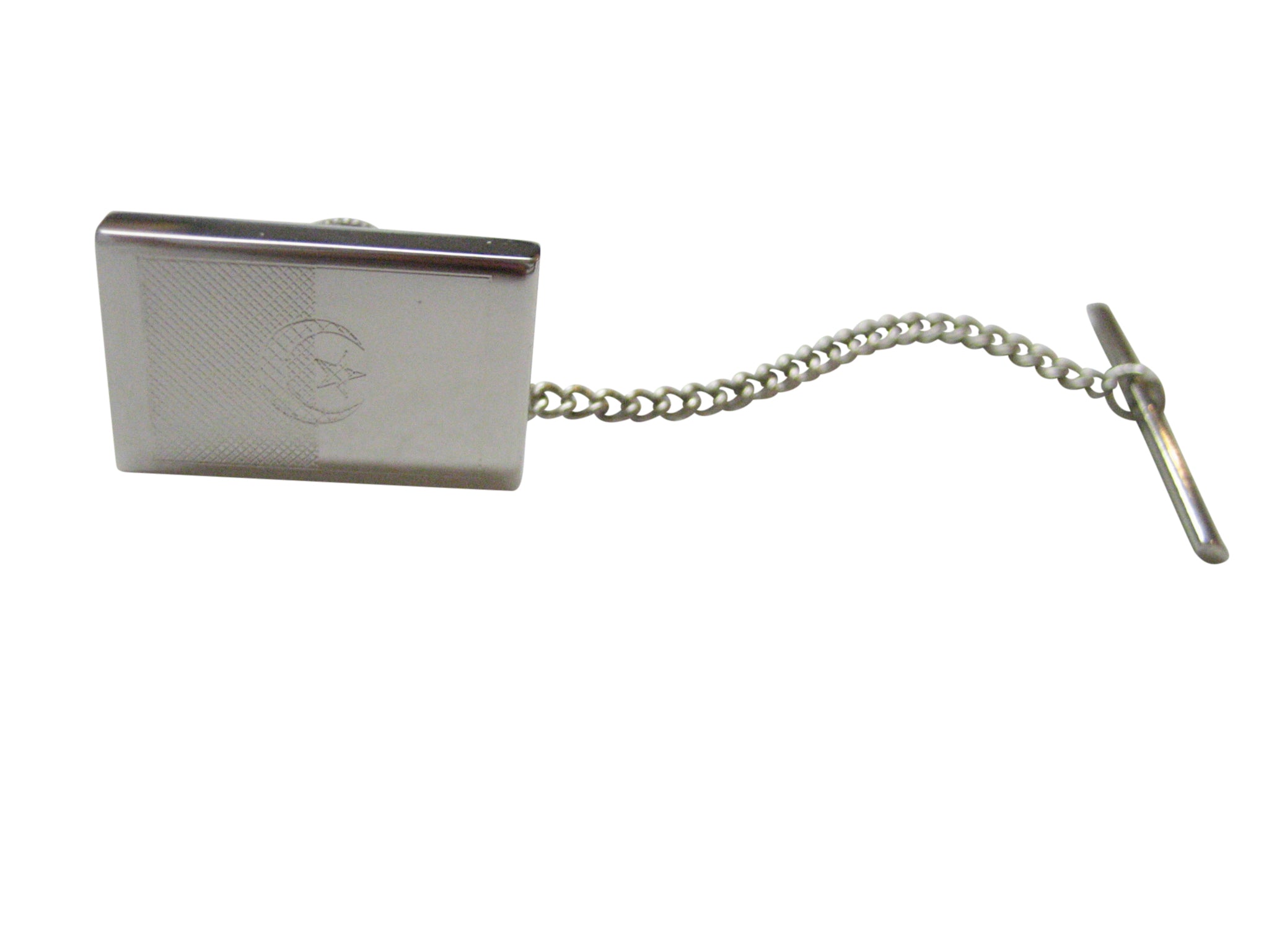 Silver Toned Etched Algeria Flag Tie Tack