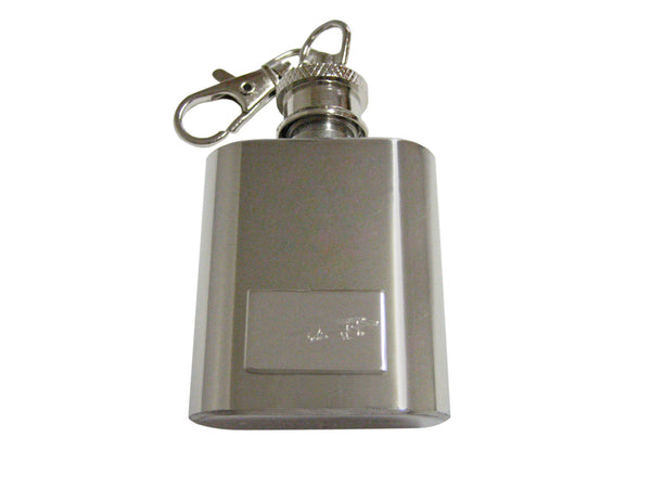 Silver Toned Etched Alligator Keychain Flask