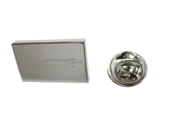 Silver Toned Etched Alligator Lapel Pin