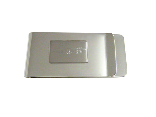 Silver Toned Etched Alligator Money Clip