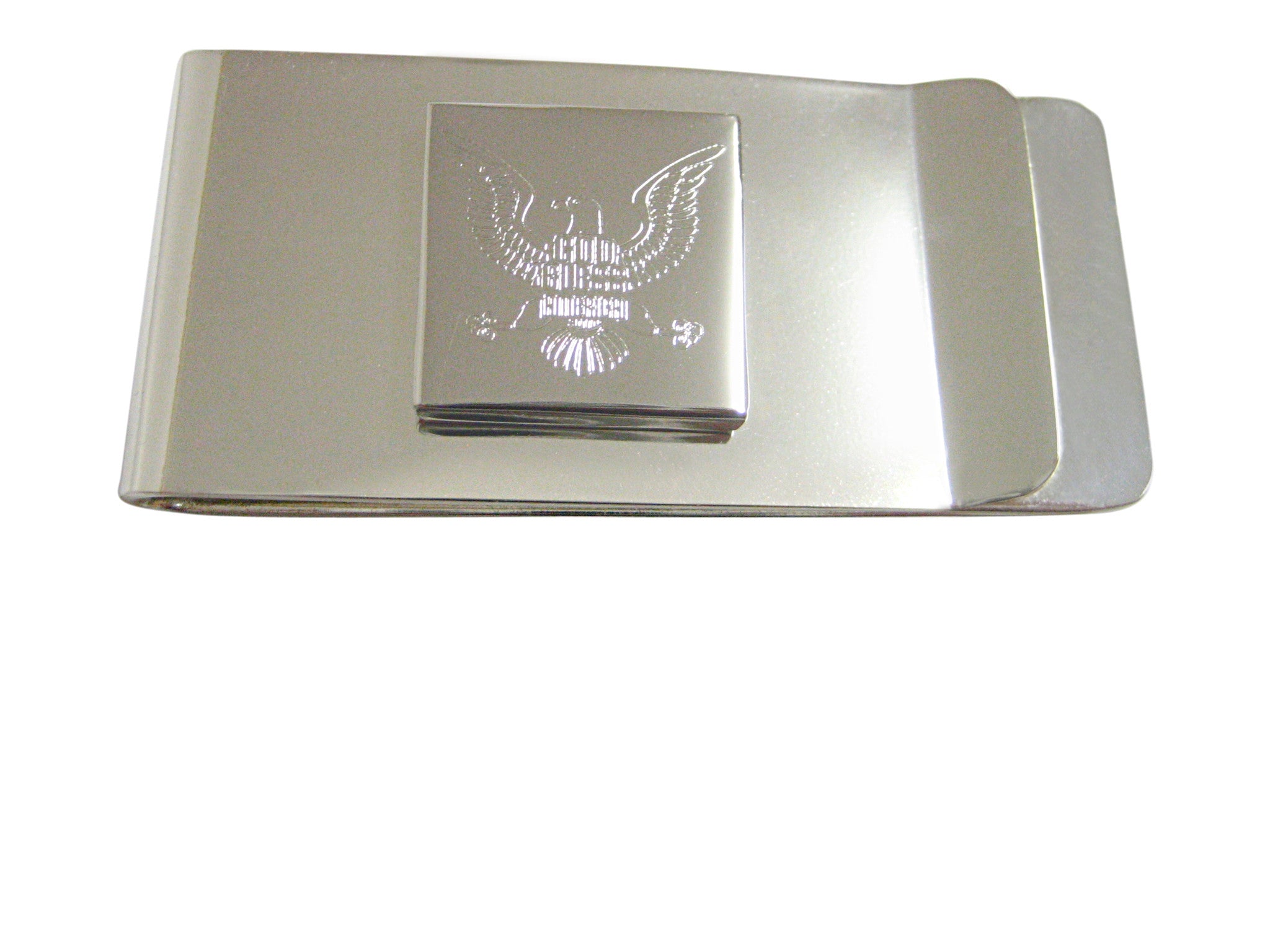 Silver Toned Etched American Eagle Symbol Money Clip