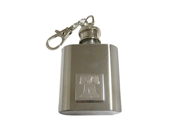 Silver Toned Etched American Liberty Bell 1oz Keychain Flask