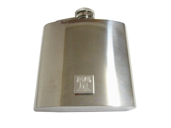 Silver Toned Etched American Liberty Bell 6oz Flask