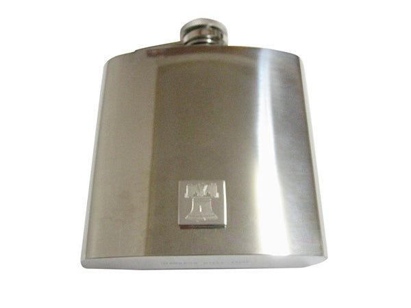 Silver Toned Etched American Liberty Bell 6 Oz. Stainless Steel Flask