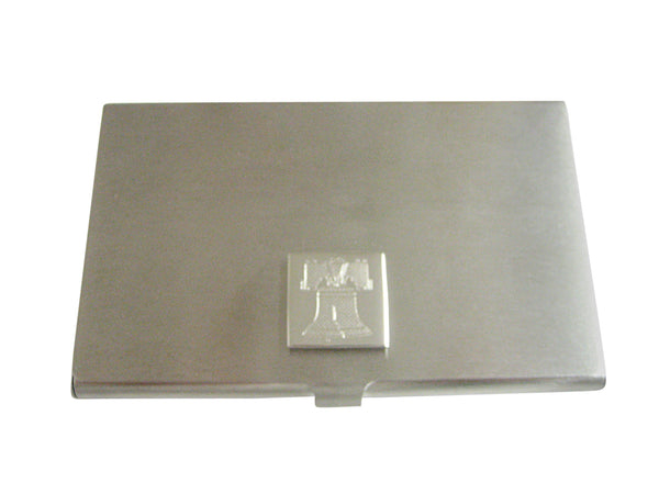 Silver Toned Etched American Liberty Bell Business Card Holder