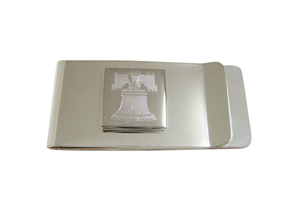 Silver Toned Etched American Liberty Bell Money Clip