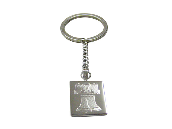 Silver Toned Etched American Liberty Bell Pendant Keychain