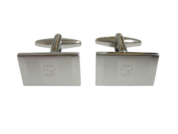 Silver Toned Etched Andorra Flag Cufflinks