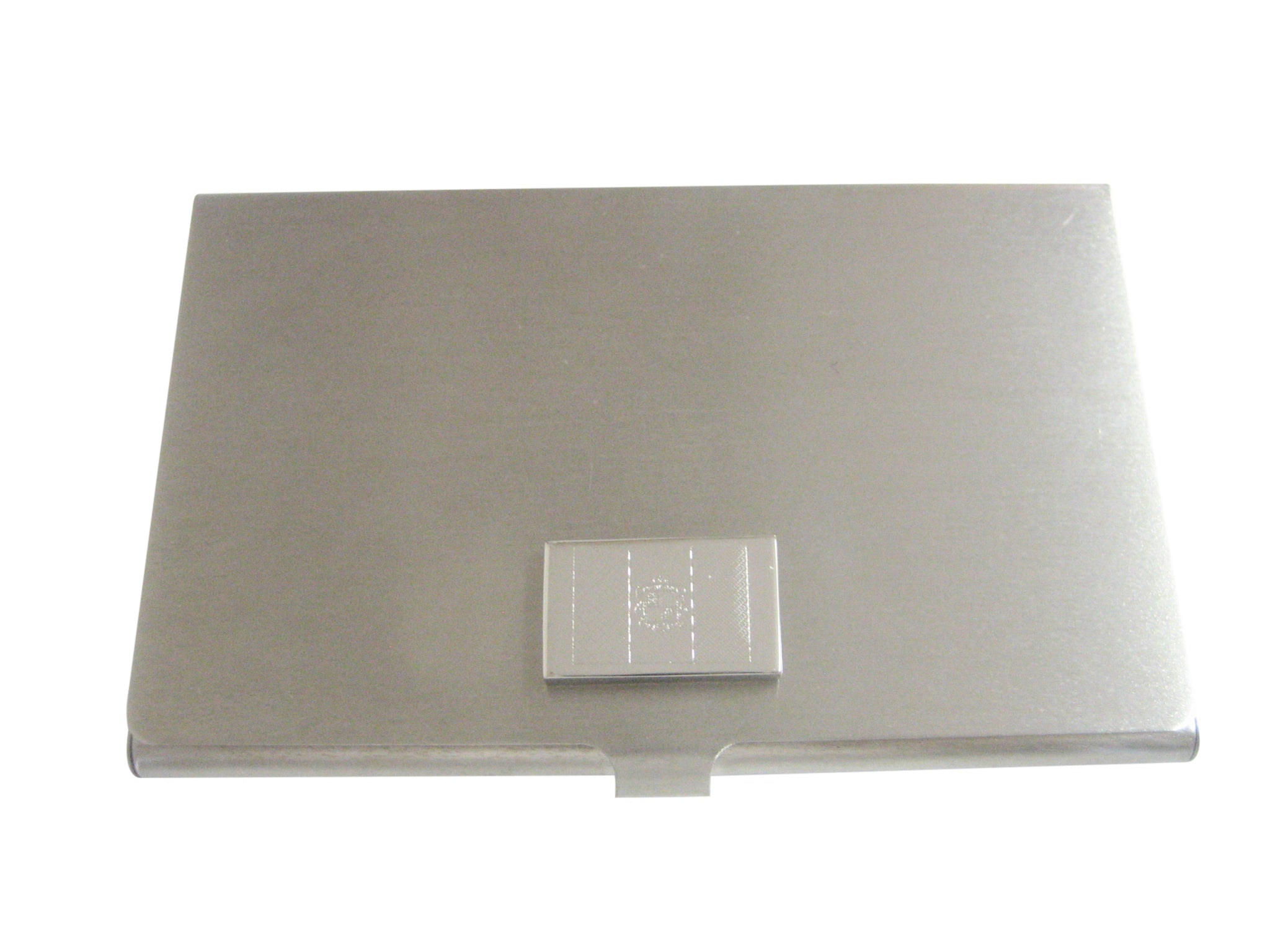 Silver Toned Etched Andorra Flag Pendant Business Card Holder