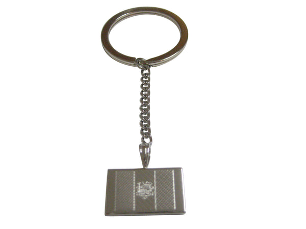 Silver Toned Etched Andorra Flag Pendant Keychain