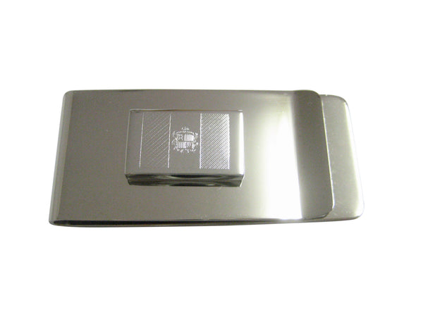 Silver Toned Etched Andorra Flag Pendant Money Clip