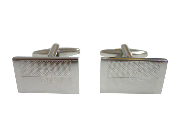 Silver Toned Etched Angola Flag Cufflinks
