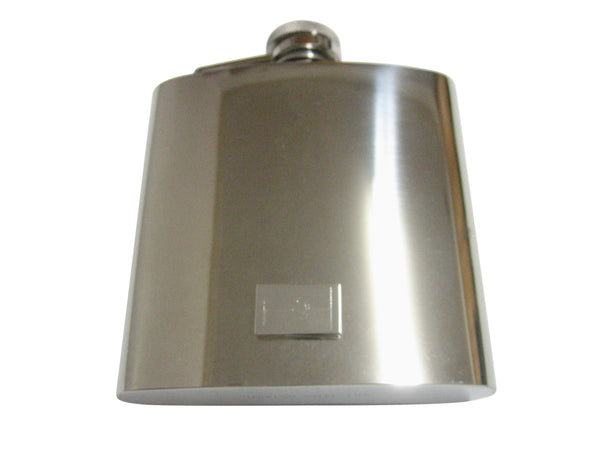 Silver Toned Etched Angola Flag Pendant 6 Oz. Stainless Steel Flask