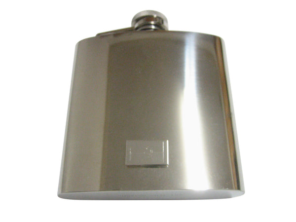 Silver Toned Etched Angola Flag Pendant 6oz Flask