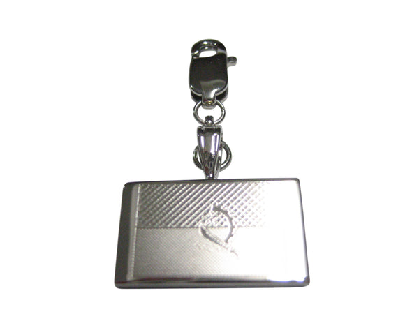 Silver Toned Etched Angola Flag Pendant Zipper Pull Charm