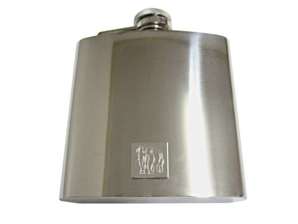 Silver Toned Etched Angry Elephant 6oz Flask