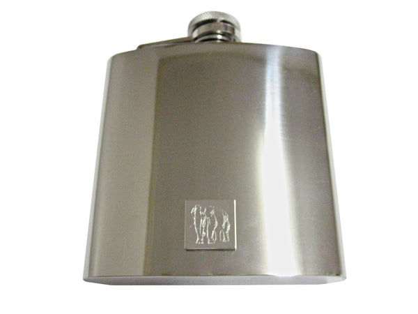 Silver Toned Etched Angry Elephant 6 Oz. Stainless Steel Flask
