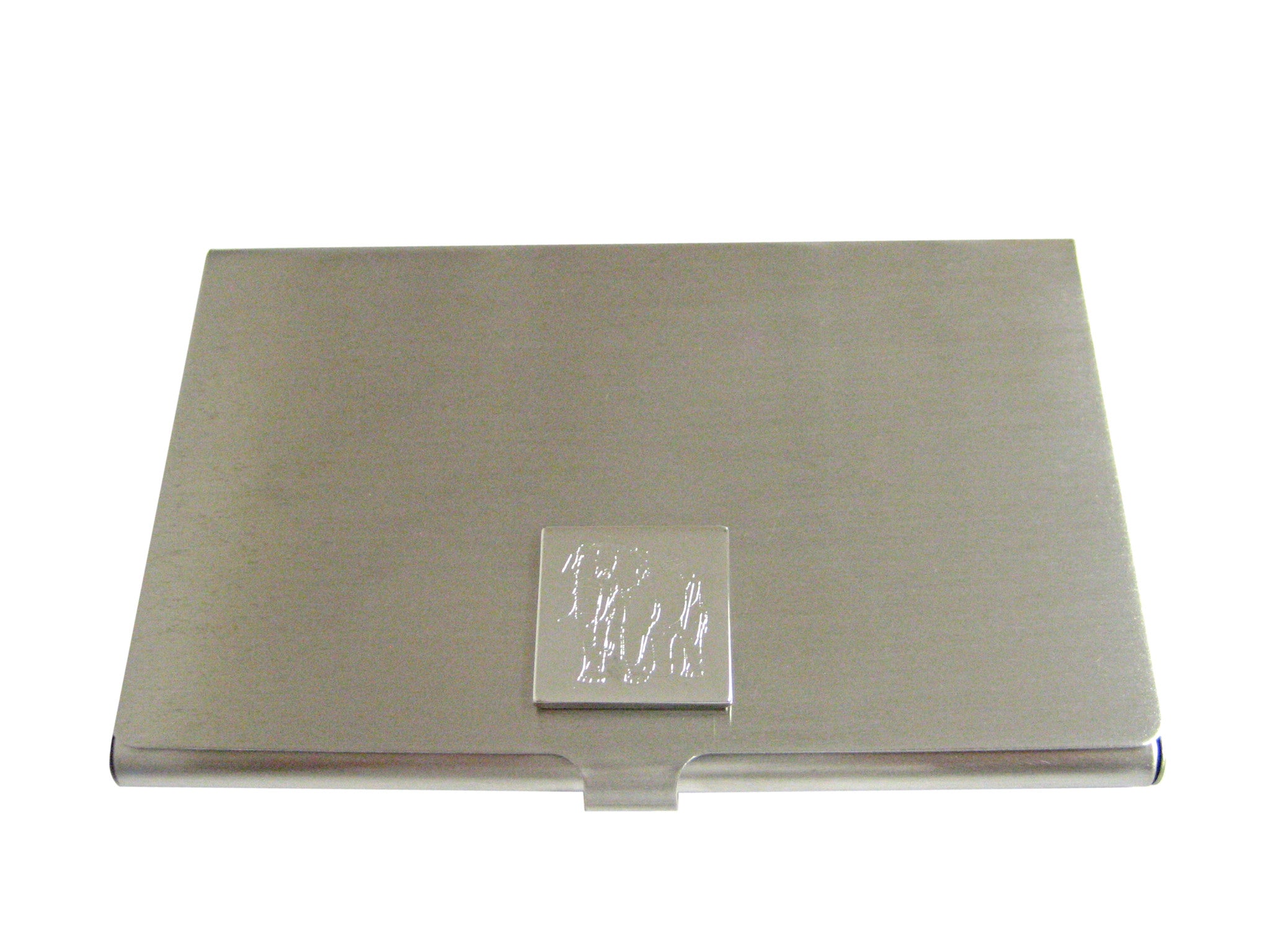 Silver Toned Etched Angry Elephant Business Card Holder