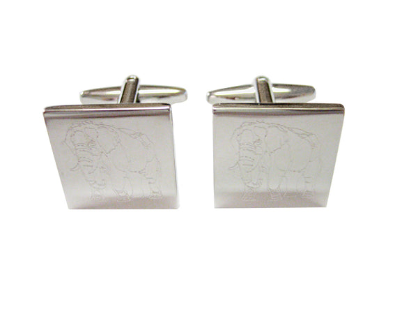 Silver Toned Etched Angry Elephant Cufflinks
