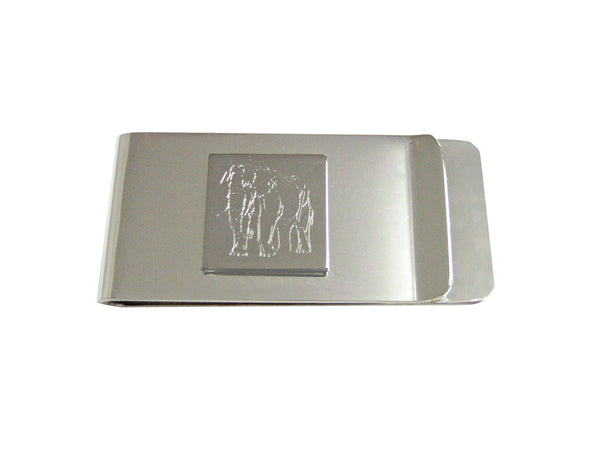 Silver Toned Etched Angry Elephant Money Clip