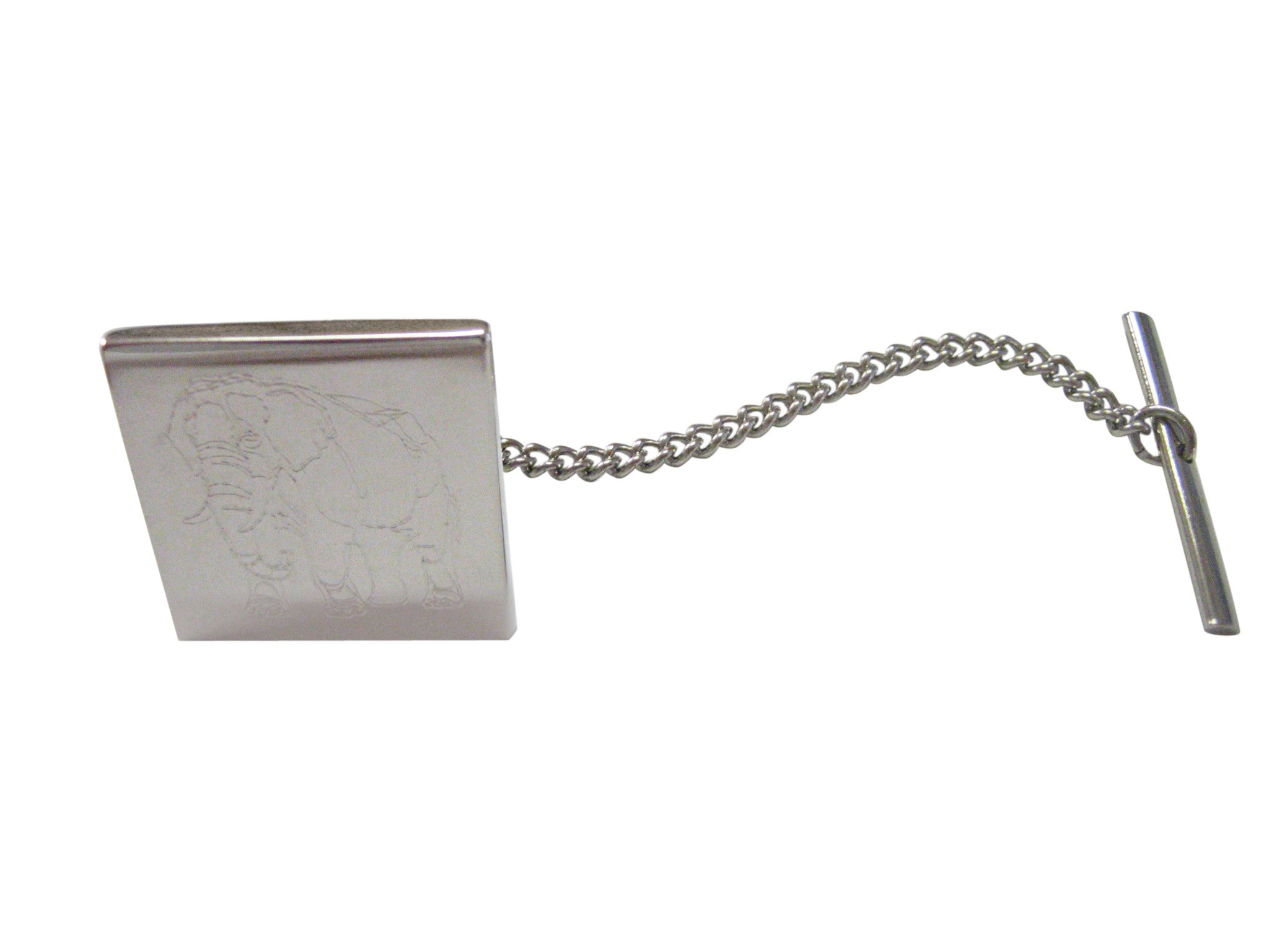 Silver Toned Etched Angry Elephant Tie Tack