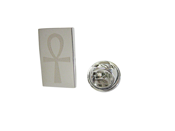 Silver Toned Etched Ankh Cross Lapel Pin