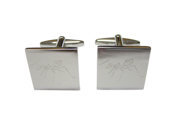 Silver Toned Etched Ant Bug Insect Cufflinks