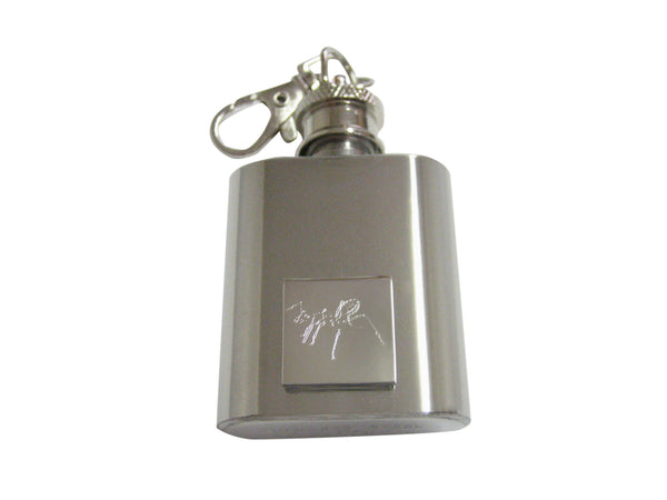 Silver Toned Etched Ant Bug Insect Keychain Flask