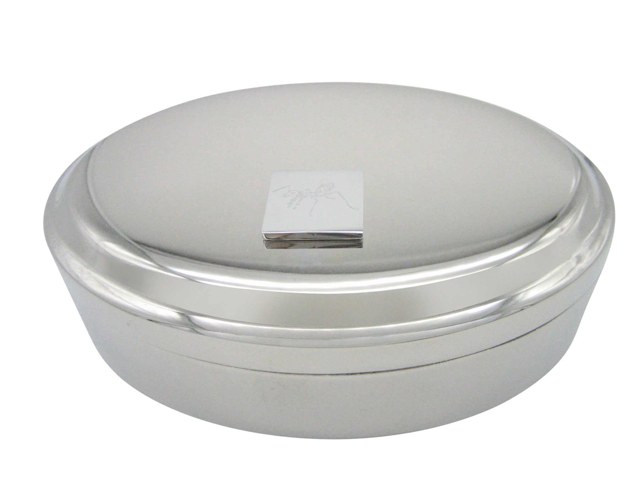 Silver Toned Etched Ant Bug Insect Pendant Oval Trinket Jewelry Box