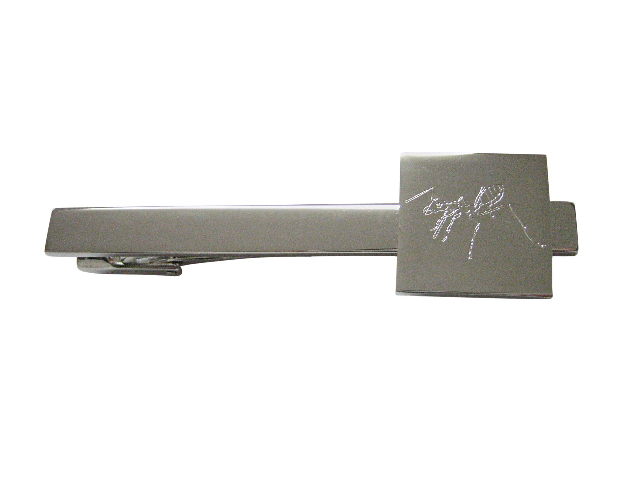 Silver Toned Etched Ant Bug Insect Square Tie Clip